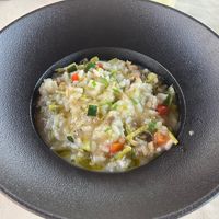 wild asparagus risotto with mushrooms and vegetables   at Konoba Mišo in Umag