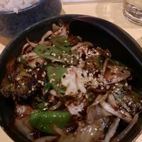 Okra met witte rijst at Veganees in Amsterdam