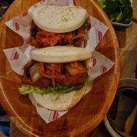 Buns with tempeh and kimchi at Veganees in Amsterdam