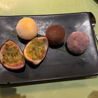 mochi (yuzu, Belgian chocoate, passion fruit)  at Veganees in Amsterdam