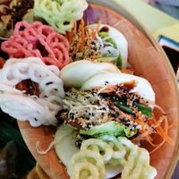 Baos (sticky tofu) at Veganees in Amsterdam