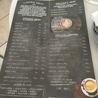 Menu - all coffees, frappes and cold brews available with plant milk. at Búeno in Mali Losinj