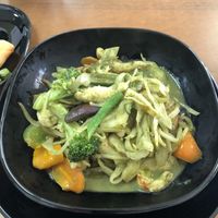 Vegan Prawn Green Curry and Rice at Vegan Fusion in North London