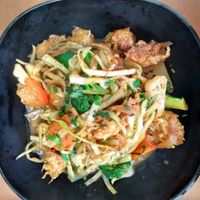 Jerk curry with 'chicken' (rice is buried!) at Vegan Fusion in North London