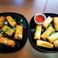 Tofu bites and spring rolls at Vegan Fusion in North London