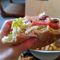 Burger, halfway through (September 2022) at Henry's of Hunstanton in Hunstanton