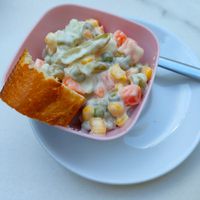 Ensaladilla rusa vegana at O Bo Xantar in Pontevedra