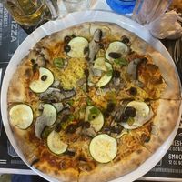  Vegan pizza with olives instead of aubergine   at Cucina Italiana in Kos