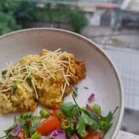 Fricassé de jaca (com salada que fiz em casa). at Da Raiz - Culinária Vegana in Rio De Janeiro