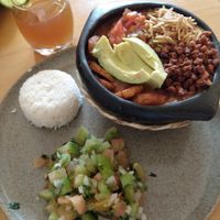 Meal of day: Mexican inspired beans rice avocado plant protein etc. at Vegan & Veggie in Medellin