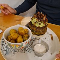 Double burger at Vegan & Veggie in Medellin