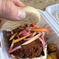 falafel burger at Vegan & Veggie in Medellin