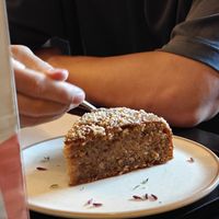 Banana cake, really good! at Vegan & Veggie in Medellin
