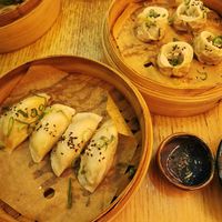 Vegan Momo, vegan dumplings with potato and vegan dumplings with pumpkin. at Dim Sum Spot Palackého in Prague