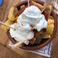 Vegan patatas bravas!  at Bubar in Barcelona