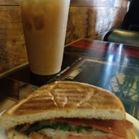 PRIMROSE Vegan Breakfast Sandwich:
On a Roll- Fakin bacon w/hash brown patty, pepper-jack cheese, tomato and spinach on a roll at Cushman Market and Cafe in Amherst