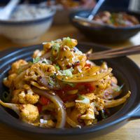 Stir fried cauliflower with bell peppers at The Butterfly Lovers in Berlin