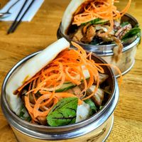 Steamed wheat buns with vegan duck at The Butterfly Lovers in Berlin