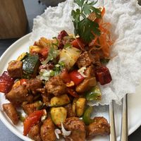 162. Veganes Chicken und Tofu auf Gemüse (scharf)  at The Butterfly Lovers in Berlin