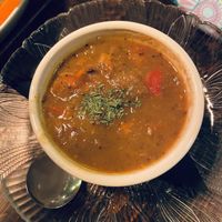 Eggplant cheekpiece soup   at The Floridian in St Augustine