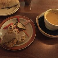The ginger, carrot coconut soup is very taste but use it to dip your bread into for the most luscious starter    at The Floridian in St Augustine