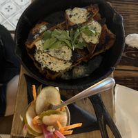Corn bread stack with tofu   at The Floridian in St Augustine