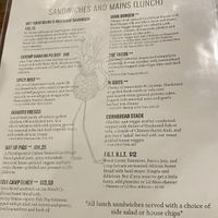 Menu lunch sept 2023  at The Floridian in St Augustine