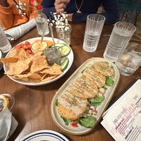 Hummus, black bean App, & fried green tomatoes   at The Floridian in St Augustine