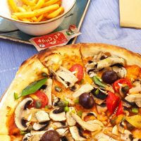 Vegan pizza and vegan burger, tasty!!! at Bistro 23 Four in Gozo