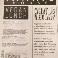 Vegan menu at Anna's House in Okemos
