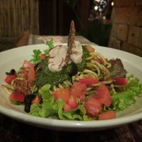 raw pesto pasta at Soma Cafe in Ubud