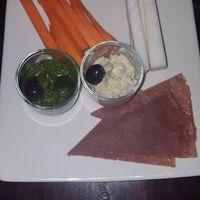 Hummus and Pesto with Veggies and Flatbread  at Soma Cafe in Ubud