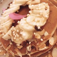 Sweet pancakes (banana, almonds, no additional toppings )  at Peacock in Toulouse