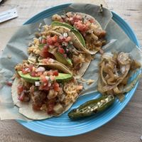Custom bean/rice/potato/avocado/pico de gallo tacos - the soft corn shells are yummy! at Casita Linda in Ocean Pines