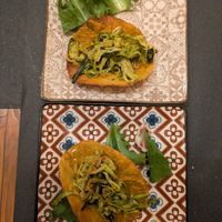 Vegan tapas chickpea tacos at La Dama Juana in Colle Di Val Delsa