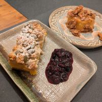 Pumpkin pie and coconut panna cota at La Dama Juana in Colle Di Val Delsa