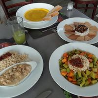 Butternut squash soup, almond cheese, curry and tofu all vegan at Ola Verde in Managua