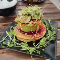 Very tasty cheakpeas pancakes at REVIV in Malaga