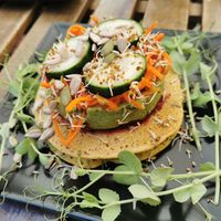 Chick peas tortilla with avocado at REVIV in Malaga