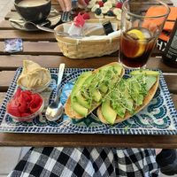 Avo toast w/ Hummus & peppers at REVIV in Malaga