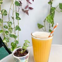 Fresh pineapple juice 😄 (With straw, but at least it wasn't plastic - don't know if they recycle them though) at REVIV in Malaga