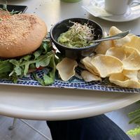 Beetroot and lentil burger (gluten free option)  at REVIV in Malaga