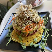 Chickpea pancakes  at REVIV in Malaga