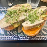 Toast con purea di patata dolce, tofu e avocado  at REVIV in Malaga