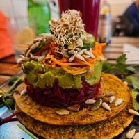 Salty pancakes (so delish!) at REVIV in Malaga