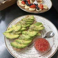 Sweet pancakes and toast  at REVIV in Malaga