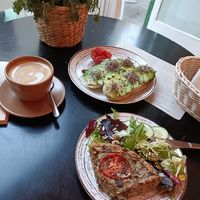 Mushroom quiche & vegan cheese sandwich (both amazing!) at REVIV in Malaga