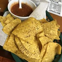 Salsa and corn chips came with it at Taqueria El Perez in Oak Lawn