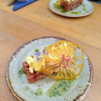 1st course: Fake tartare with vadouvan mayonnaise and parsley oil at De Nieuwe Kantine in Arnhem