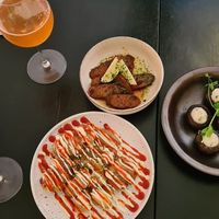 Patatas bravas, chorizo, filled mushrooms at De Nieuwe Kantine in Arnhem